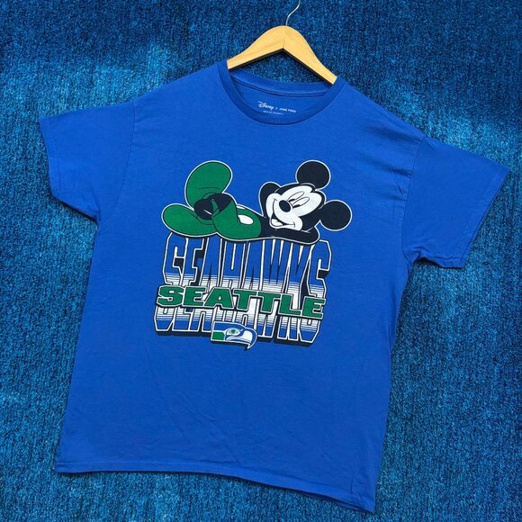 Disney x NFL Seattle Seahawks NFL Football blue T-Shirt Size Medium - Picture 3 of 4